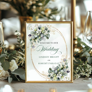Dreamy Bohemian Eucalyptus Welcome Sign Gold