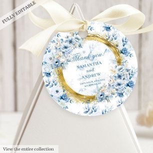 Dreamy Bohemian Pastel Blue Gold Wedding Thank You Favour Tags