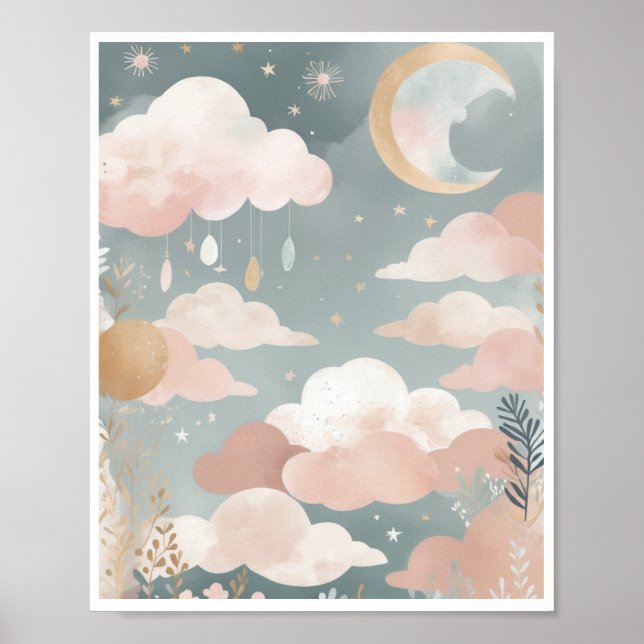 dreamy boho abstract art kids Wall Poster Decor (Front)