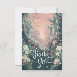 Dreamy Boho Greenery Woodland  Thank You Card