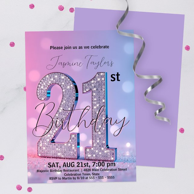 Dreamy Bokeh and Sequins 21st Birthday Celebration Invitation (Creator Uploaded)