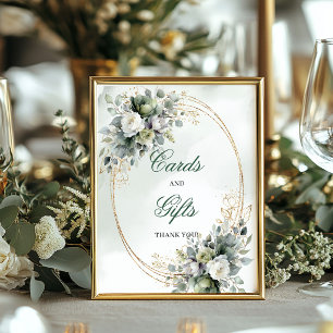 Dreamy Botanical Green Gold Cards and Gifts Sign