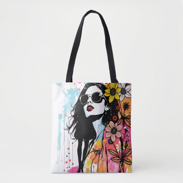 Dreamy Botanical Portrait Art 🦋 Tote Bag (Front)