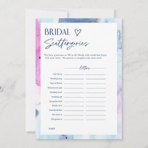 Dreamy Bridal Shower Word Trivia Party Game Card