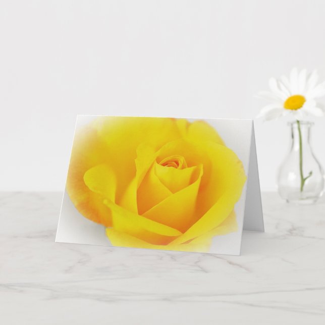 Dreamy Bright Yellow Rose Art Note Card (Small Plant)