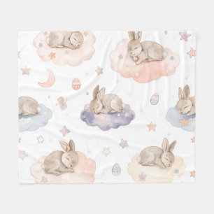 Dreamy Bunny Clouds Baby Blanket Sleeping Bunny