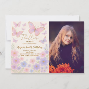 Dreamy Butterfly Birthday Invitation with photo