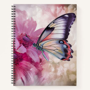 Dreamy Butterfly with Pink Flowers  Notebook