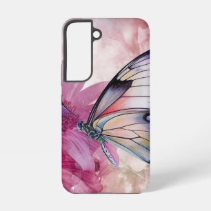 Dreamy Butterfly with Pink Flowers Samsung Galaxy Case
