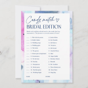 Dreamy Candy Match Bridal Shower Party Game Card