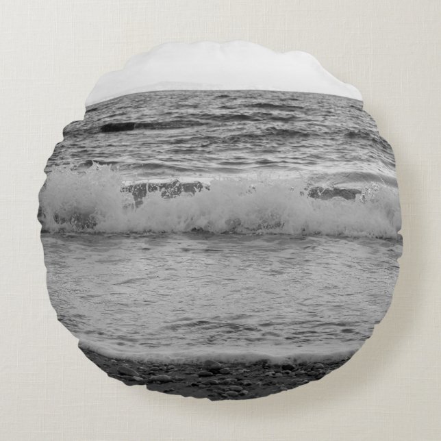 Dreamy Capri Ocean Sunset View 1 - BW Round Cushion (Front)