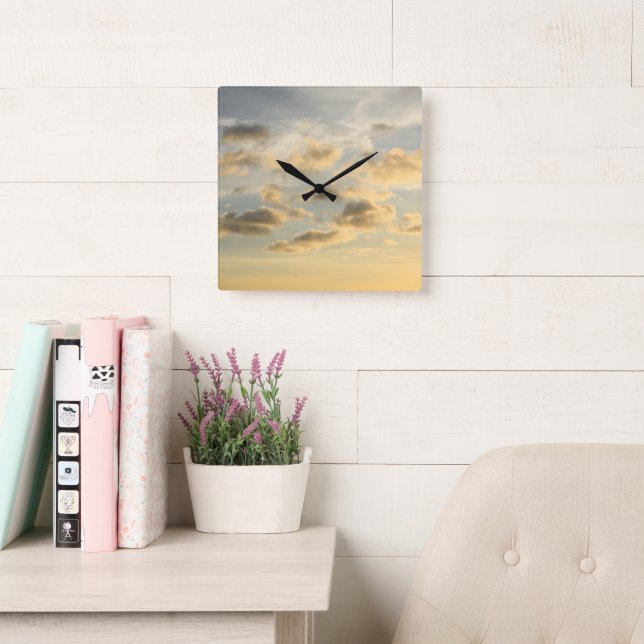 Dreamy Caribbean Clouds 4 Square Wall Clock (Reading Room)
