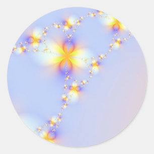 Dreamy Celestial Floral Starburst Blue Lavender Classic Round Sticker