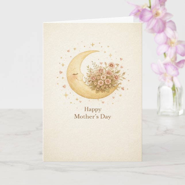 Dreamy Celestial Moon Mother’s Day Card (Orchid)