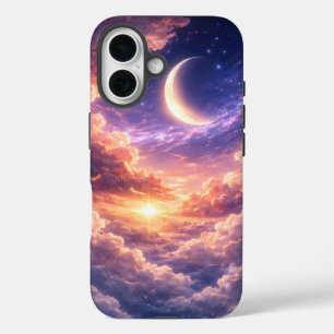 Dreamy Celestial Sky with Moon and Clouds iPhone 16 Case
