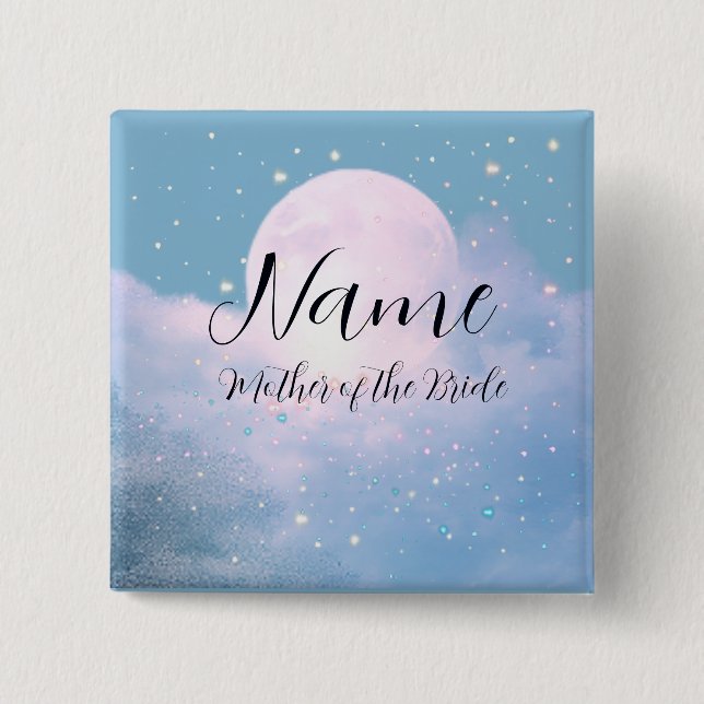 Dreamy celestial wedding bathed in moonlight 15 cm square badge (Front)