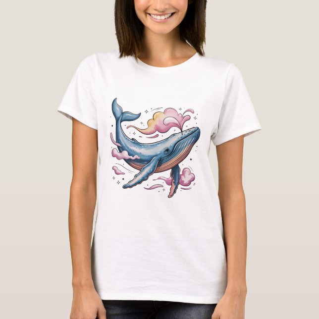 Dreamy Celestial Whale T-Shirt (Front)