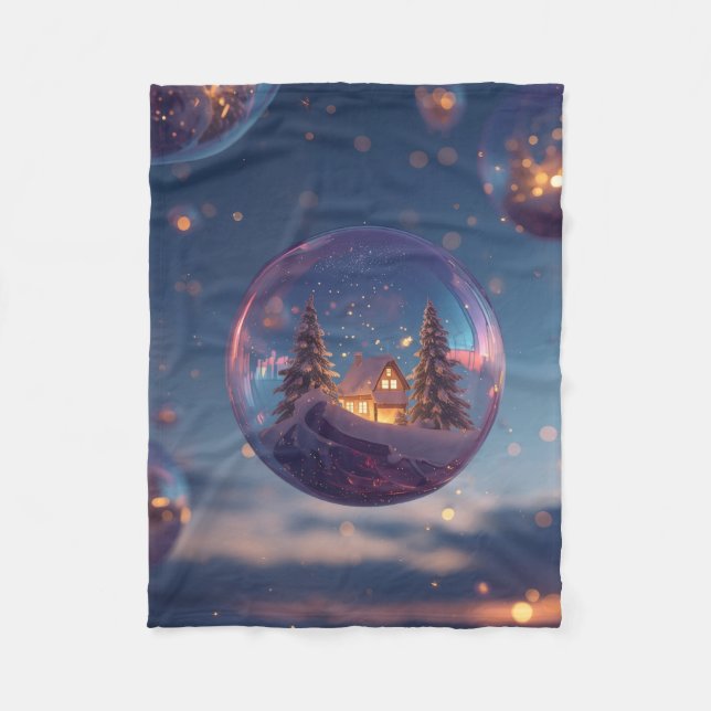 Dreamy Christmas Bubble Fleece Blanket (Front)