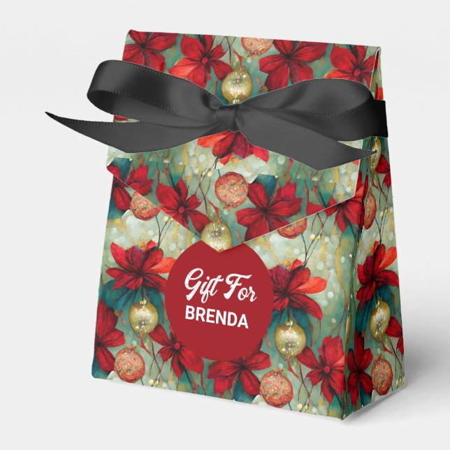 Dreamy Christmas Flowers Pattern Favour Box (Front Side)