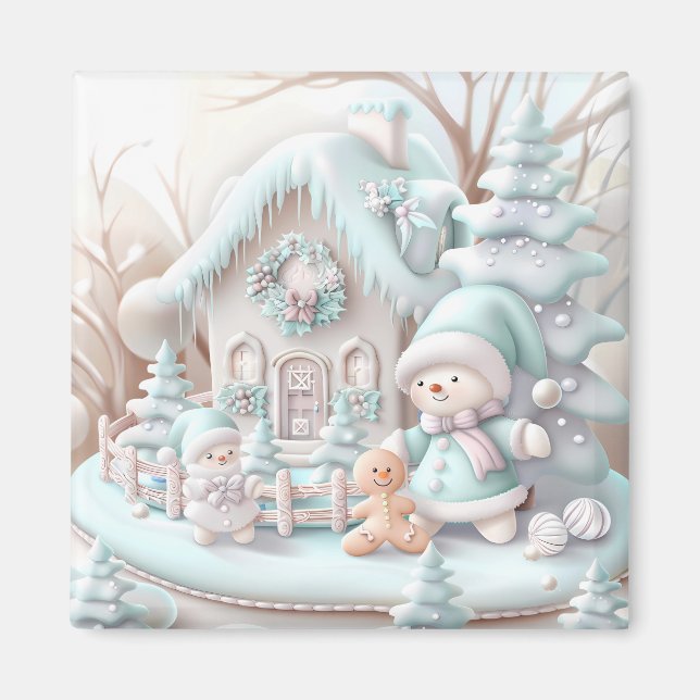 Dreamy Christmas Gingerbread House Magnet (Front)