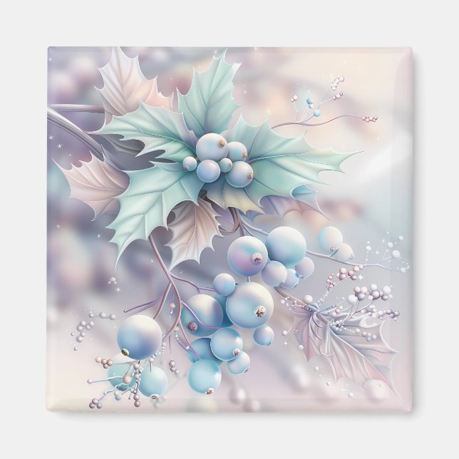 Dreamy Christmas Holly Magnet (Front)