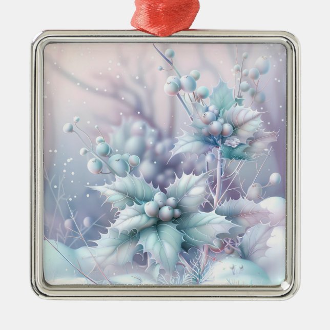 Dreamy Christmas Holly Ornament (Front)