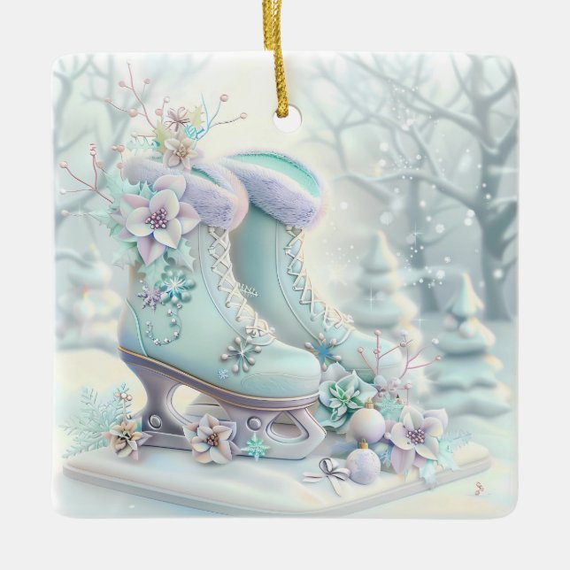 Dreamy Christmas Ice Skates Ornament (Front)