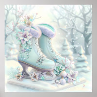 Dreamy Christmas Ice Skates Poster