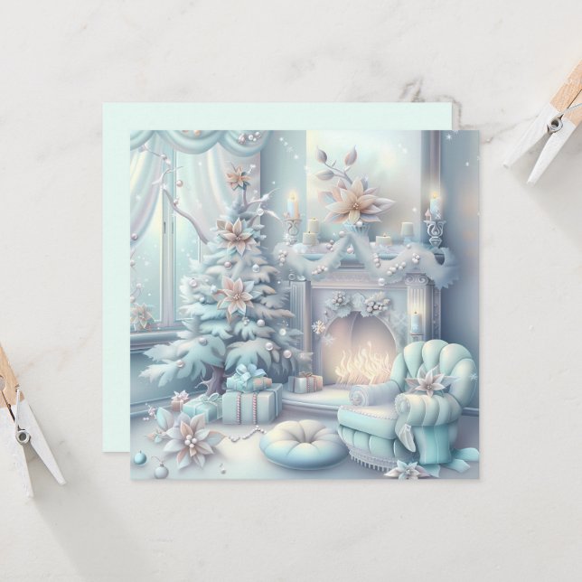 Dreamy Christmas Room Greeting Card (Front/Back In Situ)