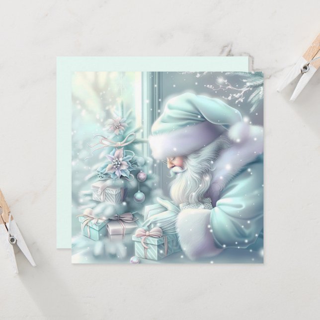 Dreamy Christmas Santa Greeting Card (Front/Back In Situ)