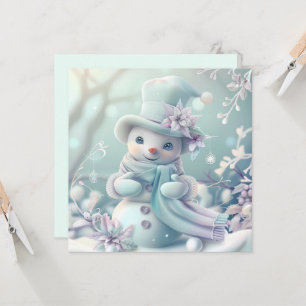 Dreamy Christmas Snowman Greeting Card