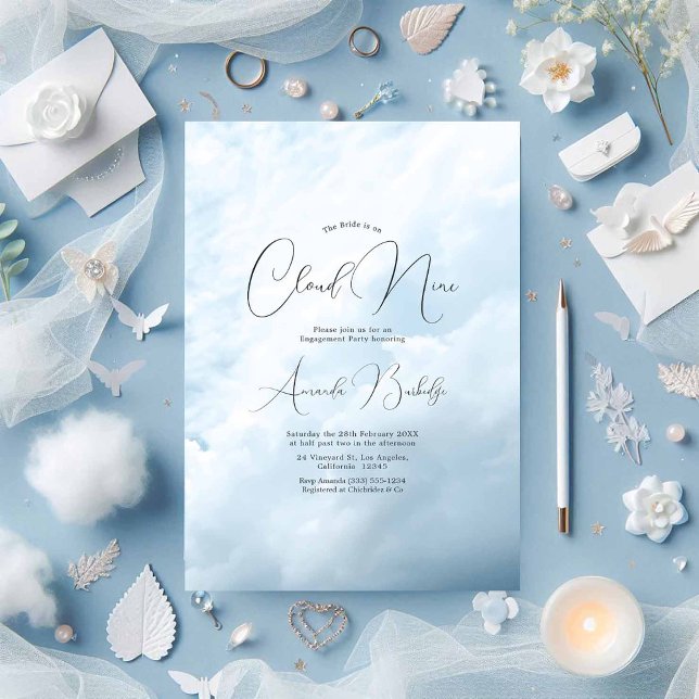 Dreamy Cloud 9 Engagement Party Invitation (Dreamy Cloud 9 Engagement Party Invitation)