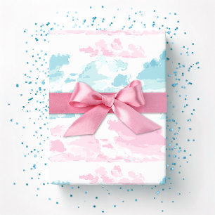 Dreamy Cloud Bands in Pink and Aqua Wrapping Paper
