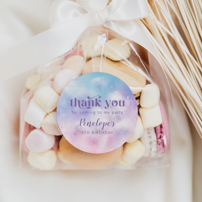 Dreamy Cloud Birthday Party Favour Classic Round Sticker (Creator Uploaded)