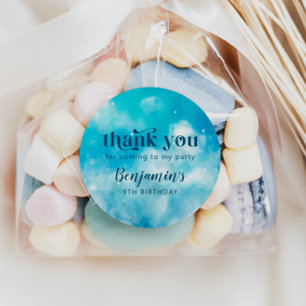Dreamy Cloud Boy Birthday Party Favour Classic Round Sticker
