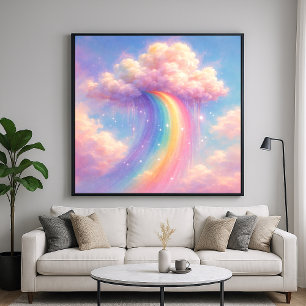 Dreamy Cloud Rainbow - Pastel Painting Style Poster