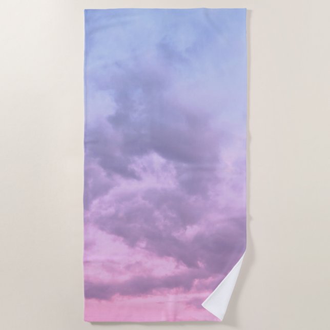 Dreamy Clouds 16 - Caribbean Sunset Beach Towel (Front)