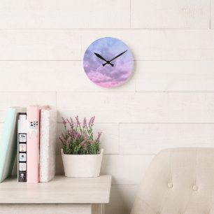 Dreamy Clouds 16 - Caribbean Sunset Round Clock