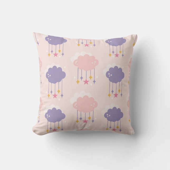 Dreamy Clouds and Dangling Stars Cushion (Front)