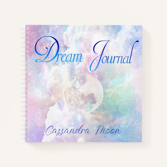 Dreamy Clouds and Stars Dream Journal Personalised (Front)