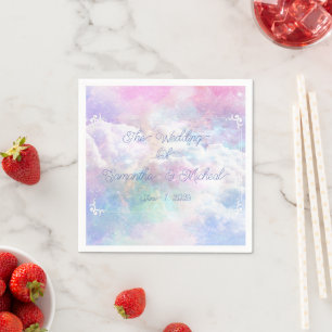 Dreamy Clouds and Stars Wedding Napkin