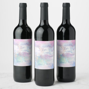 Dreamy Clouds and Stars Wedding Wine Label