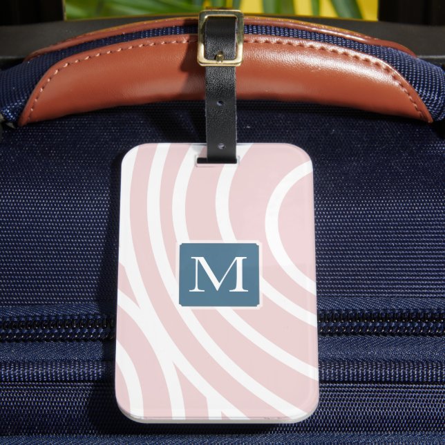 Dreamy Clouds Blush Monogram Luggage Tag (Front Insitu 2)
