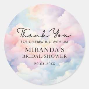 Dreamy Clouds Bridal Shower Thank You Classic Round Sticker