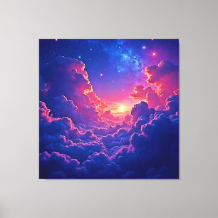 Dreamy Clouds: Celestial Sunset Magic Art Canvas Print