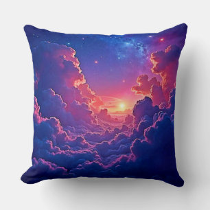 Dreamy Clouds: Celestial Sunset Magic Art Cushion