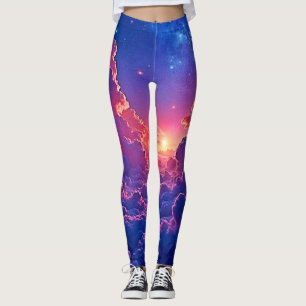 Dreamy Clouds: Celestial Sunset Magic Art Leggings