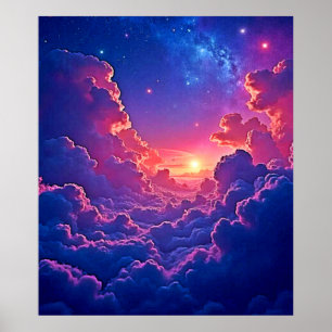 Dreamy Clouds: Celestial Sunset Magic Art Poster