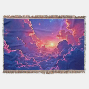 Dreamy Clouds: Celestial Sunset Magic Art Throw Blanket