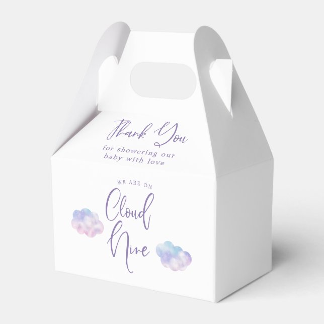 Dreamy Clouds Girl Baby Shower Favour Box (Front Side)